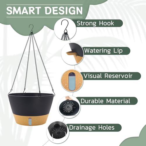 3 Pack 12 Inch Hanging Planters for Indoor Plants (72 Count)