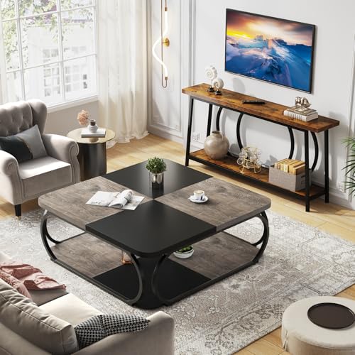 Coffee Table with Open Storage Shelf for Living Room