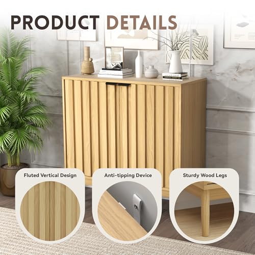 Fluted Buffet Cabinet with Storage