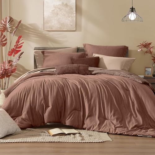 California King Comforter Set 7 Pieces Terracotta Bed in a Bag
