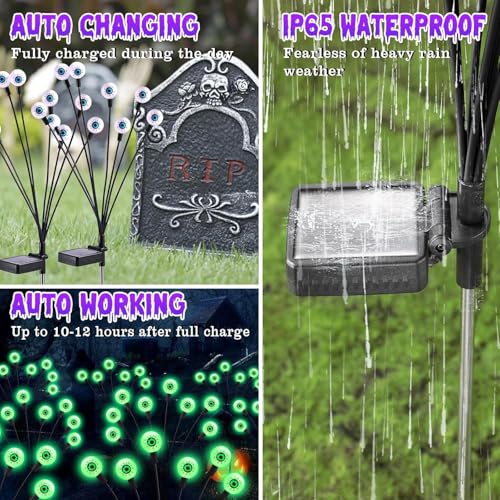 Halloween Decorations Outdoor Solar Scary Eyeball Lights (8 Count)