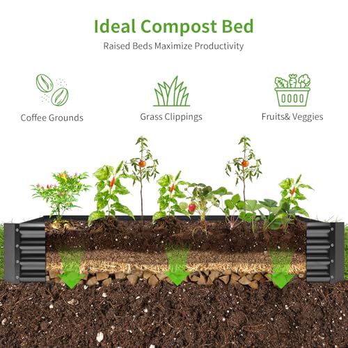 3 Pack 6×3×1ft Galvanized Metal Raised Garden Bed (3 Count)