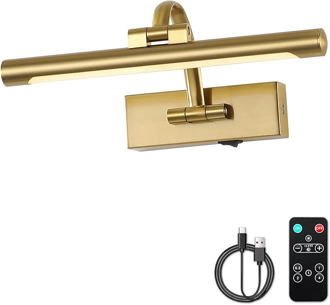 Wireless Picture Lights for Wall Rechargeable Brass Gallery Lights Battery
