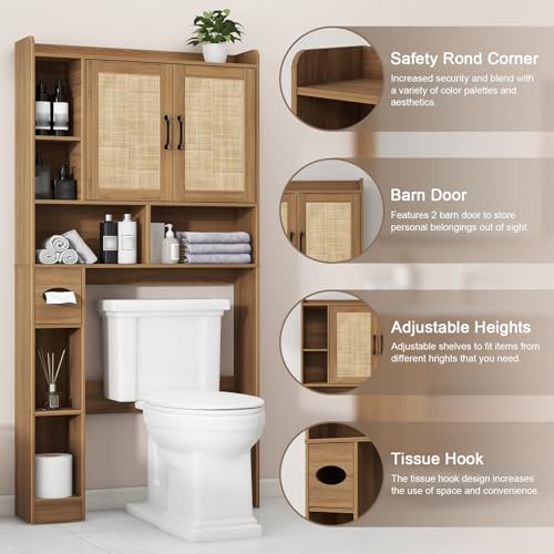 Over The Toilet Storage Cabinet with 2 Barn Doors