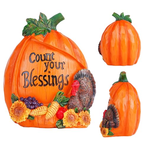 Fall Pumpkin Figurine with Turkey
