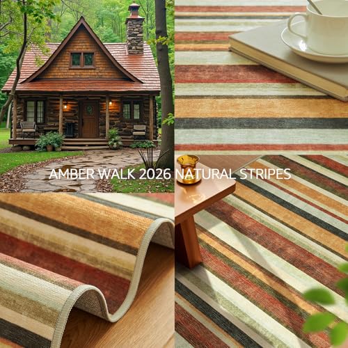 5x7 Area Rug Modern Striped Washable Living Room Rug (35 Sq Ft)