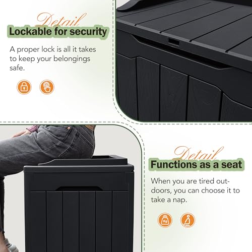 31 Gallon Resin Deck Box All Weather Outdoor Storage Boxes for Patio Furniture Set