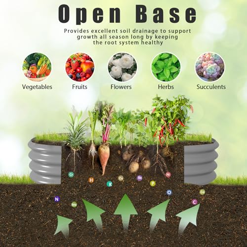 6 Pack 4x2x1ft Galvanized Raised Garden Bed Kit Oval Metal Ground Planter Box Outdoor Bottomless Planter Raised Beds for Vegetables Flowers Herbs Fruits