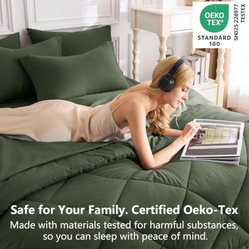 Twin XL Comforter Set Dark Green