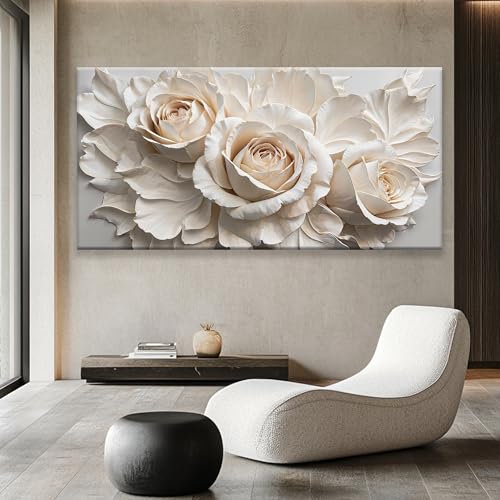 Large Wall Art For Living Room Prints Home Wall Decor Modern Canvas Art Wall Decor 39 X 78 Inches White Flower Wall Art Elegant Flower Painting Picture For Bedroom Hotel Office Artwork