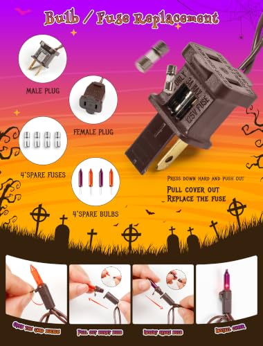 Orange and Purple Halloween Lights (50 Count)