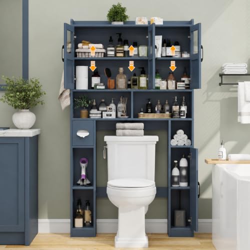 Farmhouse Over The Toilet Cabinet with 3 Acrylic Doors