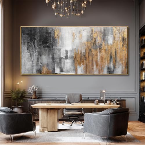 Grey and Gold Wall Decor Abstract Art Prints Textured Wall Art 32"x70" Posters for Office Kitchen Artwork Bedroom Pictures