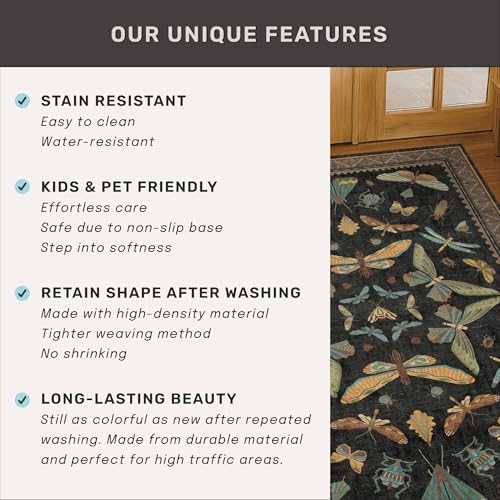 3x8 Green and Black Wide Hallway Runner Rugs (24 Sq Ft)