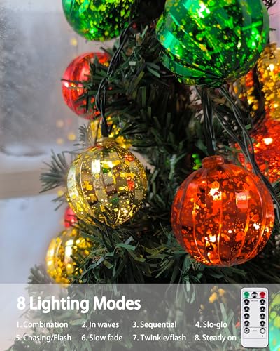 Christmas Lights Battery Operated 22FT 20 LED Globe Christmas Tree Lights with 8 Modes & Timer (20 Count)
