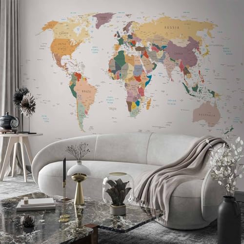 Wall Mural World Map 77x55 in (29.49 Sq Ft)