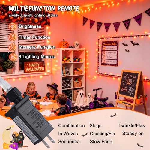 200 LED Orange Halloween Lights Outdoor Indoor Fall Lights Plug in (66 Foot)