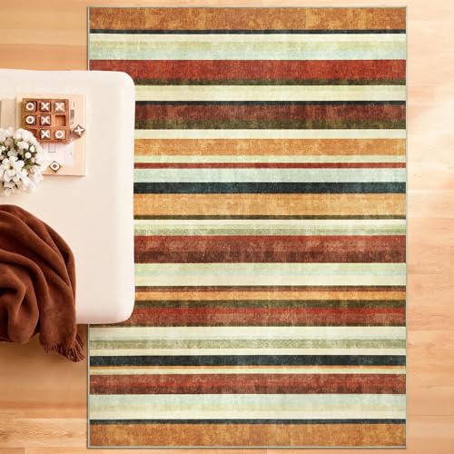 5x7 Area Rug Modern Striped Washable Living Room Rug (35 Sq Ft)