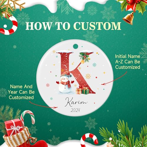 Personalized Christmas Ornaments with Initial Name
