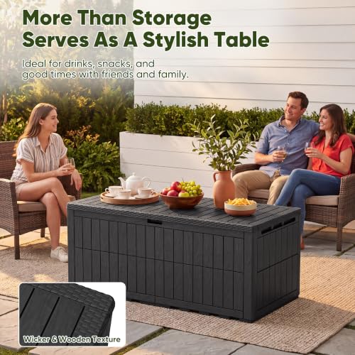 230 Gallon Deck Box Resin Outdoor Storage Box Waterproof