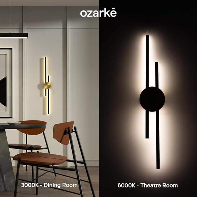 Ozarke Elles Minimalist LED Light Sconce, Modern Linear Wall Lamp, Warm White