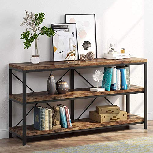 55 Inches Long Sofa Table with Storage Shelves