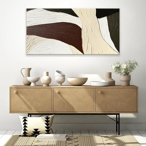 Abstract Wall Art Brown line Art Prints Multicolor Geometric line block Canvas Art Wall Decor Painting Modern Artwork Decorations For Living Room Bedroom Kitchen 24x48 In