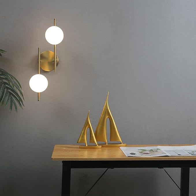 Modern Globe Wall Sconce 2 Light Bedroom Wall lamp Gold Wall Light Fixture