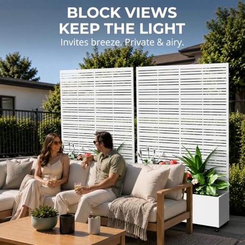 Metal Planter Box with Trellis Privacy Screen