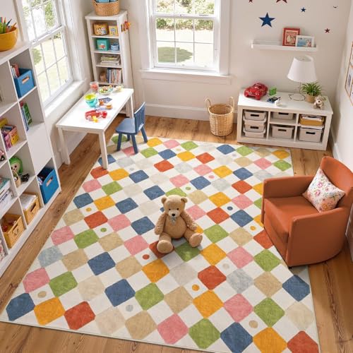8x10 Kids Playroom Rug Washable Colorful Classroom Nursery Play Mat (80 Sq Ft)