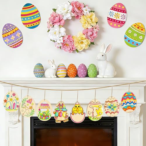 40PCS Easter Wooden Crafts Wood Ornaments Kits