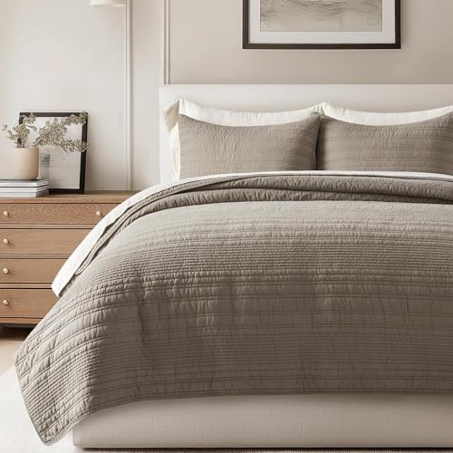 HOME 100% Cotton Modern Lines Quilt Set King Size