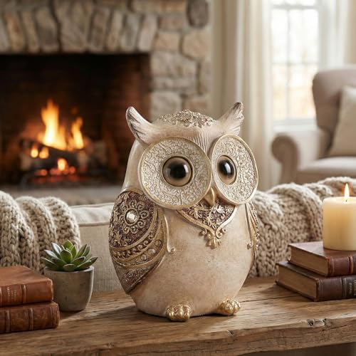 Owl Statue Home Decor Cute Boho Owl Figurine Gift for Bird Lovers