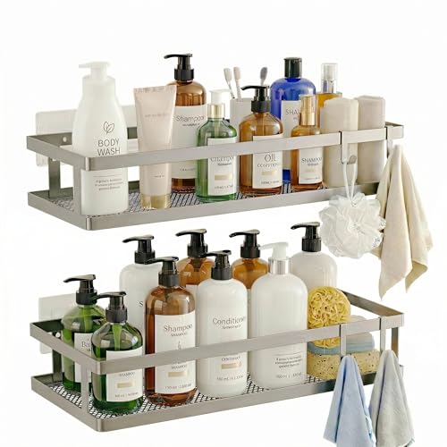 2 Pack Minimalist Shower Caddy Wall Mount (2 Count)