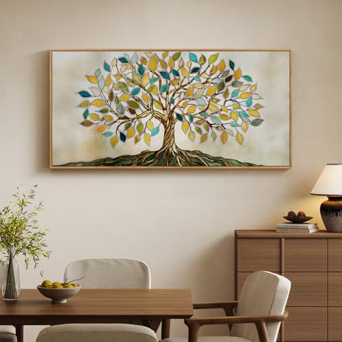 Large Framed Tree of Life Wall Art for Living Room