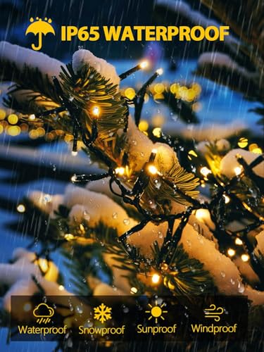 Solar String Lights Outdoor 2 Pack 400 LED 132FT Christmas Light Warm White (2 Count)