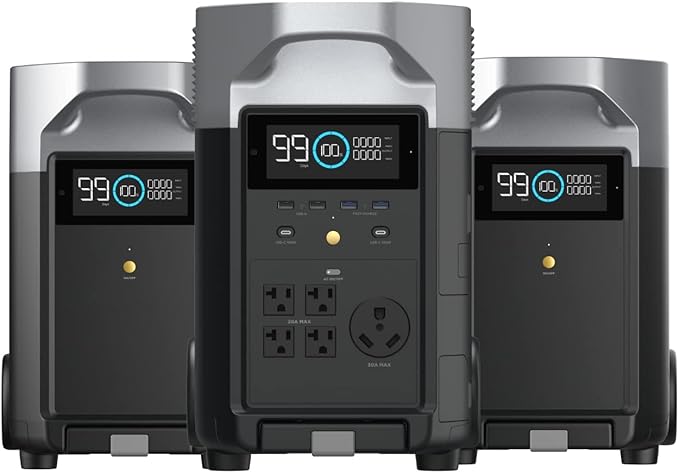 EF ECOFLOW 10.8kWh Portable Power Station: DELTA Pro with 2 Extra Battery, 120V Lifepo4 Battery Backup with Expandable Capacity, Solar Generator for Home Use, Power Outage, Camping, RV, Emergencies
