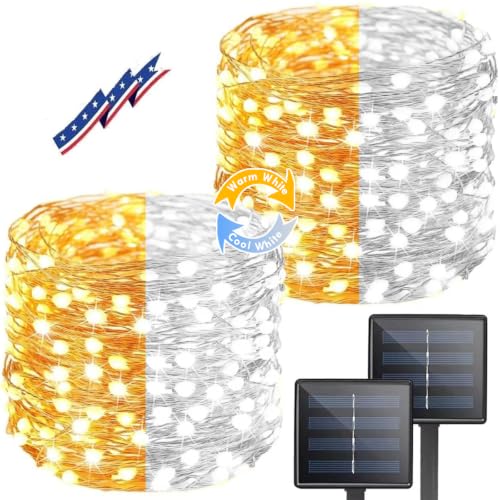 Solar Christmas String Lights Outdoor 2Pack 200LED (2 Count)
