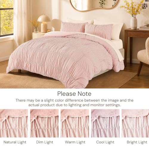 Pink Gingham Twin XL Comforter Set
