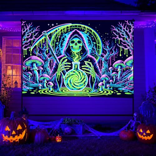 Halloween UV Tapestry Grim Reaper Wall Art 78 x 59 Inch