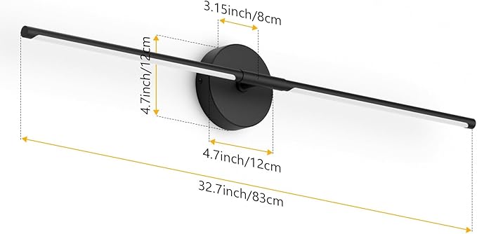 Modern Wall Sconce for Bathroom & Bedroom - 33In Black Vanity Light Fixture -