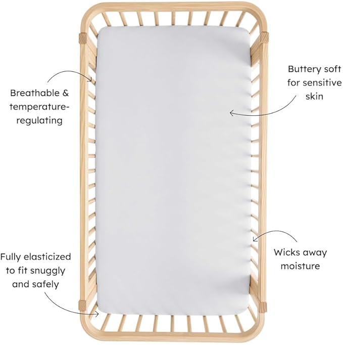 Kyte Baby Soft Crib Sheet - Standard Fitted Crib Sheet Made with Rayon from Bamboo, Ultra-Gentle and Breathable (Storm)