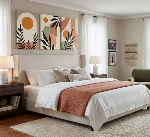 3 Pcs Mid Century Modern Boho Sun Canvas Wall Art 12x16in (3 Count)