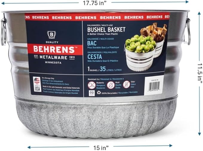 Behrens Galvanized Bushel Basket (2 Bushels)