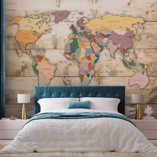 Wall Mural World Map 157x110 in (120.55 Sq Ft)