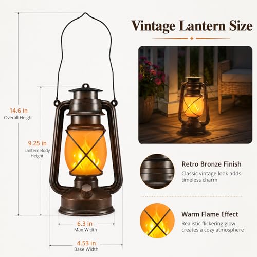 Battery Powered Vintage LED Lanterns 4 Pack with Remote Control (4 Count)
