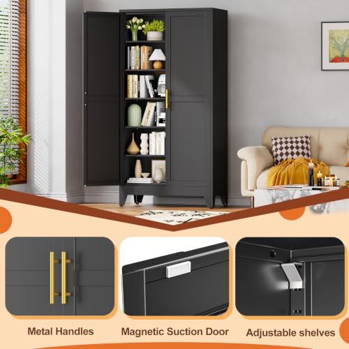 RISRERN Black Metal Storage Cabinet