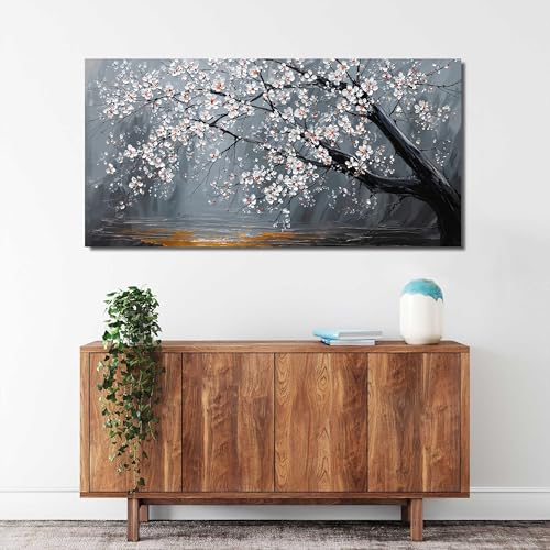 Canvas Wall Art Black And White Floral Wall Art For Living Room 20"X40"