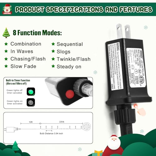 229ft 700 LED Christmas Lights (299 Foot)