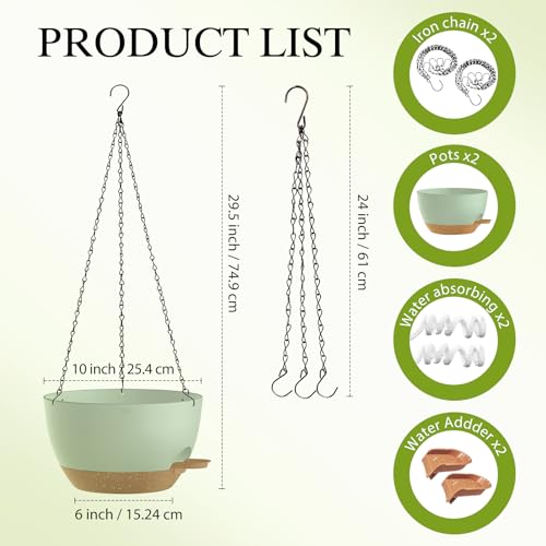 10 Inch Hanging Baskets 2 PC with Chains (2 Count)